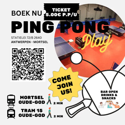 Ping Pong Play - ACTIE 5€ voor 2uur